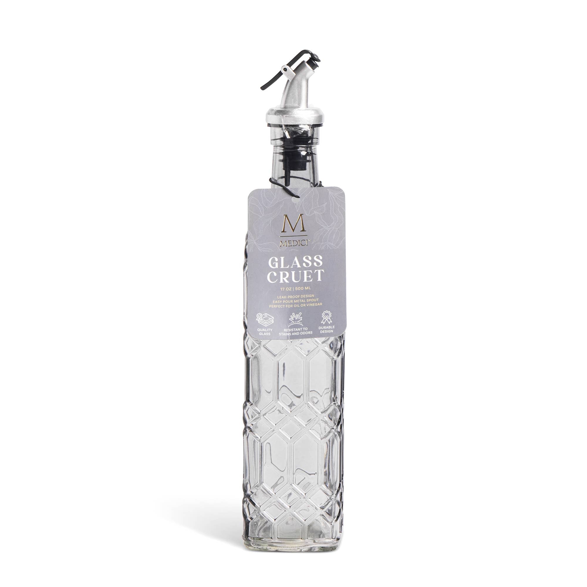 500ml Argyle Glass Cruet / Olive Oil Bottle - Grey